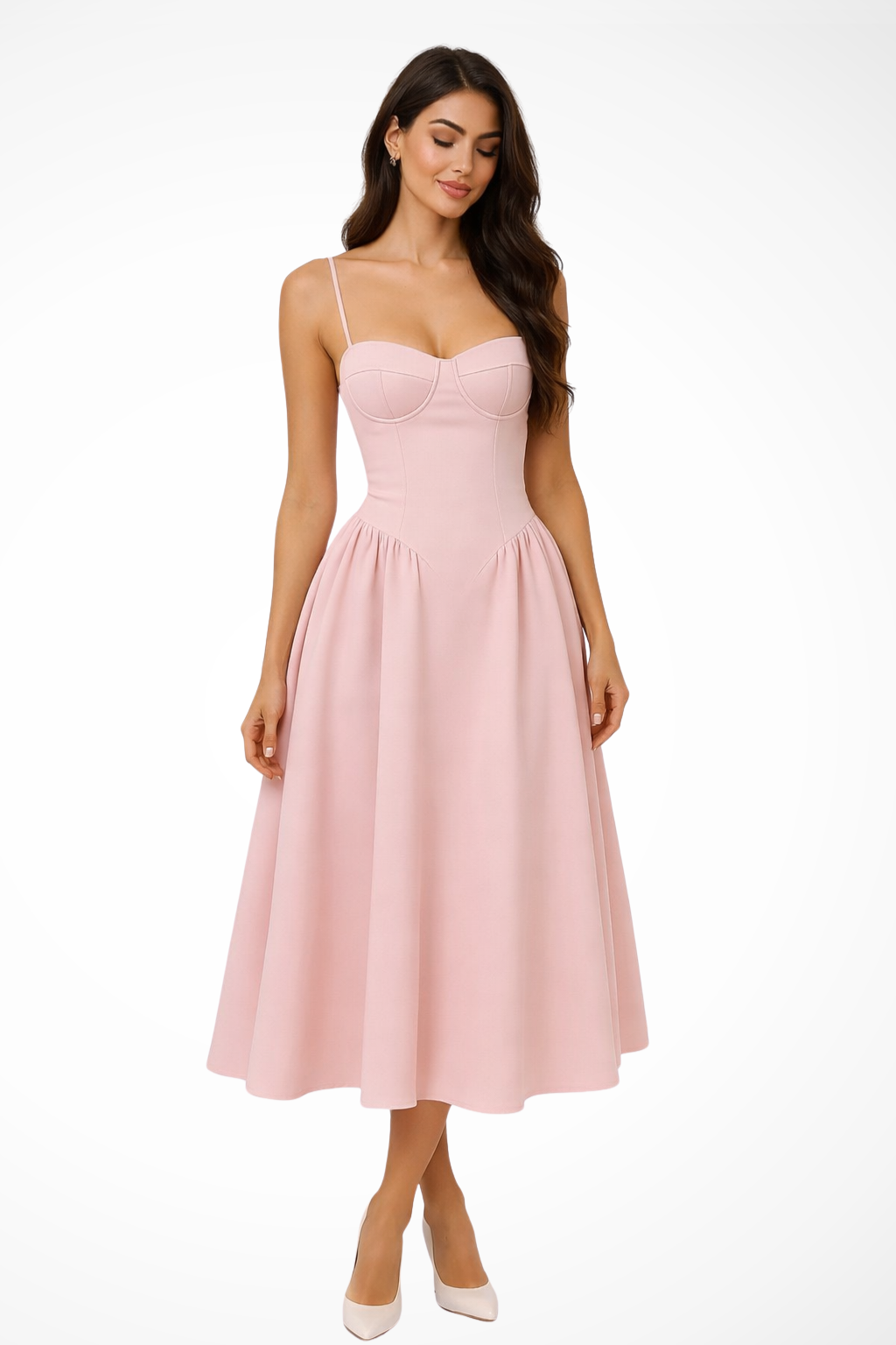 A-Line Midi Corset Dress for Women | Elegant Wedding Guest Attire