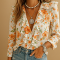 Women's Ruffle Blouse with Butterfly Print | Lightweight Casual Top for Everyday Wear