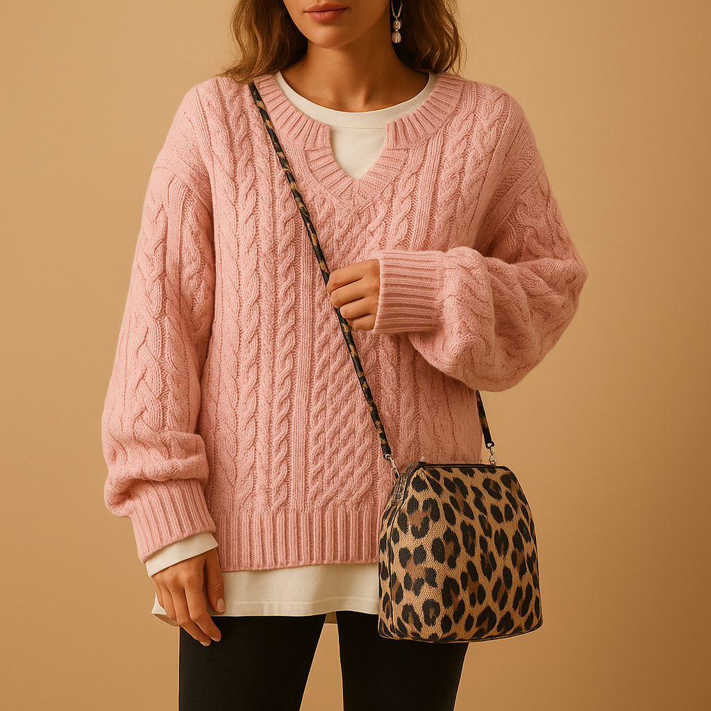 V-neck Knit Sweater for Women | Breathable Fabric | Casual Style | Perfect for Everyday Wear