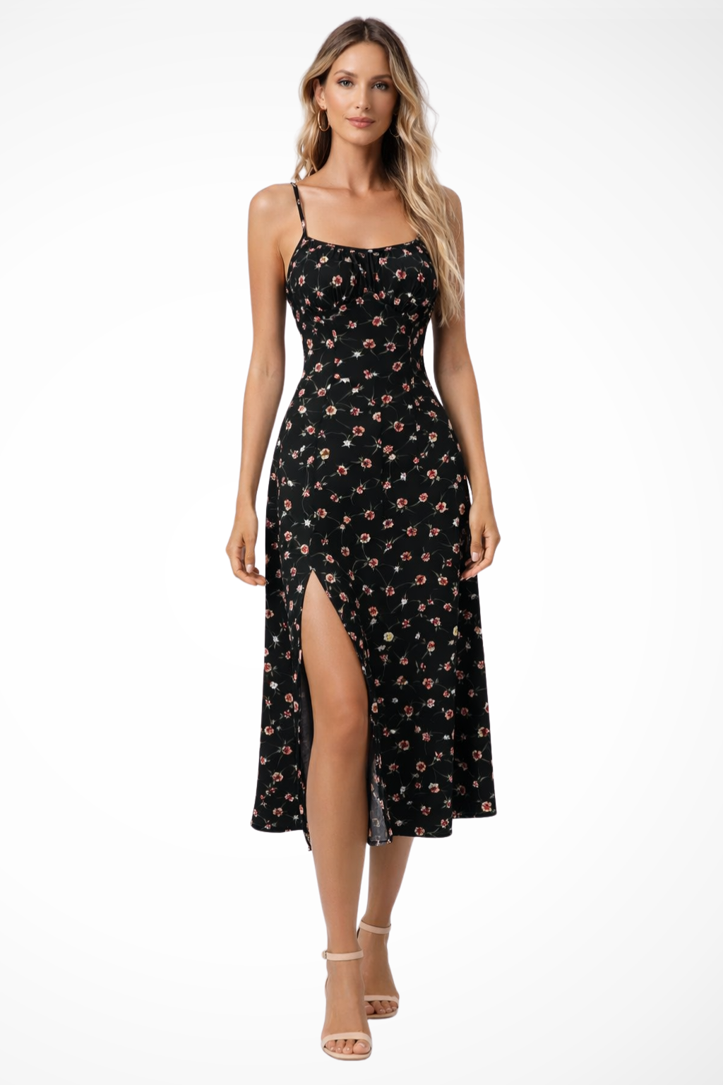 Floral Sleeveless Midi Dress for Women | Boho Summer Style in Lightweight Fabric