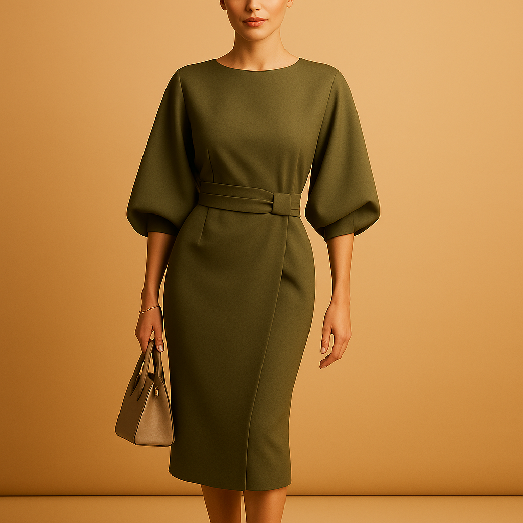 A-line Midi Dress with Belt for Women | Casual Everyday Wear, Comfortable Fabric, Elegant Design