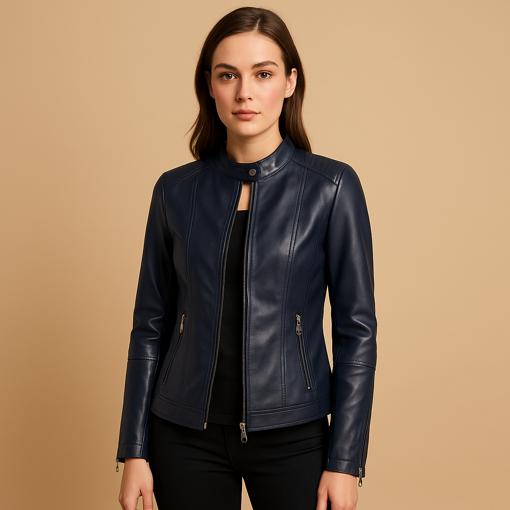 Women's Leather Biker Jacket | Classic Edgy Design | Casual Outerwear for Everyday Wear