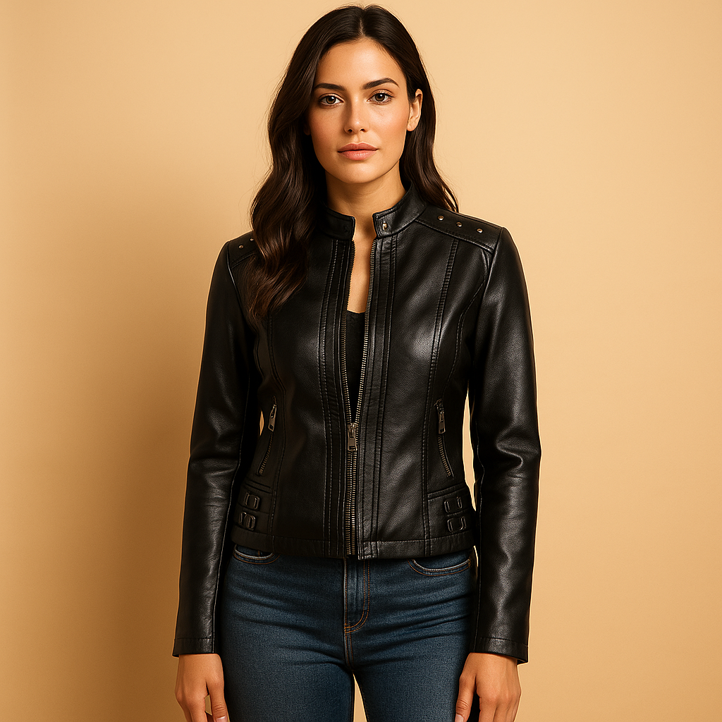 Women's Biker Jacket with Edgy Details | Faux Leather | Casual Style | Perfect for Everyday Wear