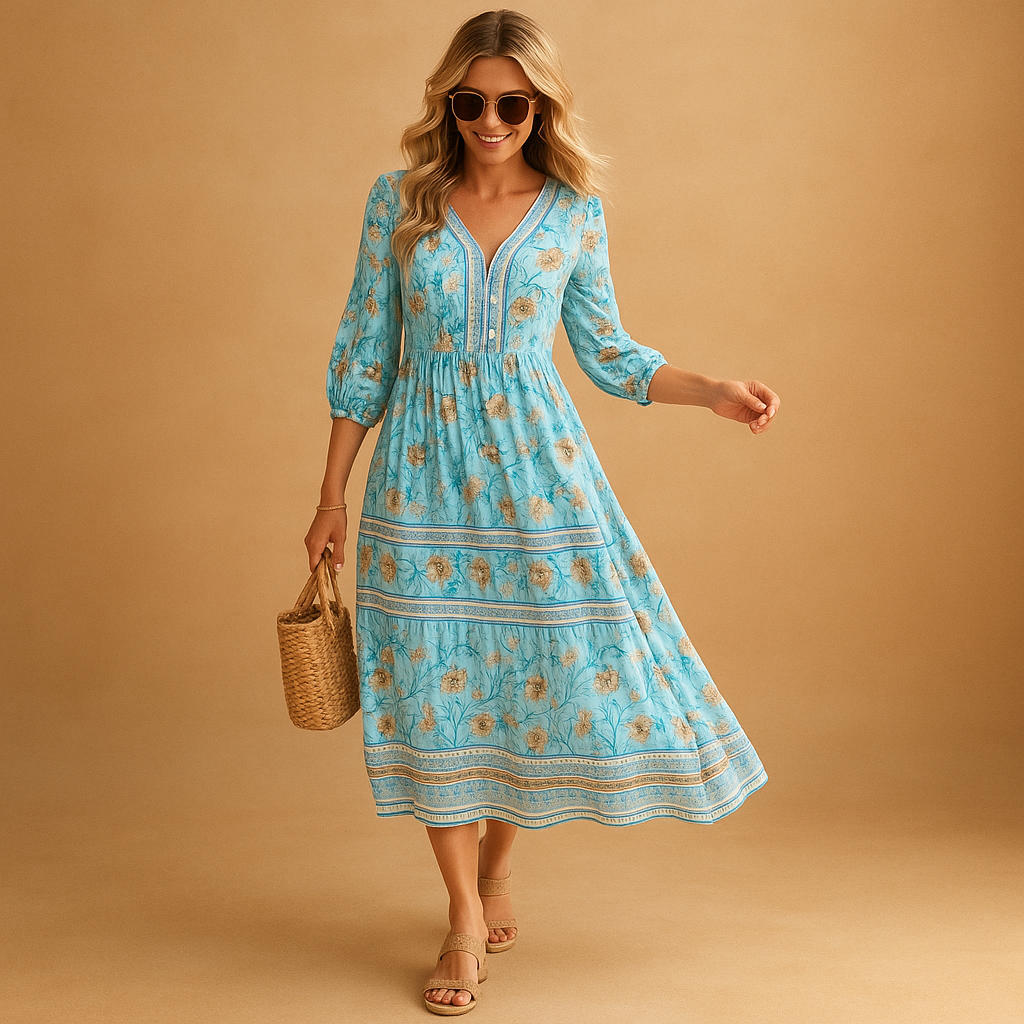 Bohemian Summer Dress for Women | Lightweight Fabric | Casual Style | Perfect for Beach or Outdoor Events