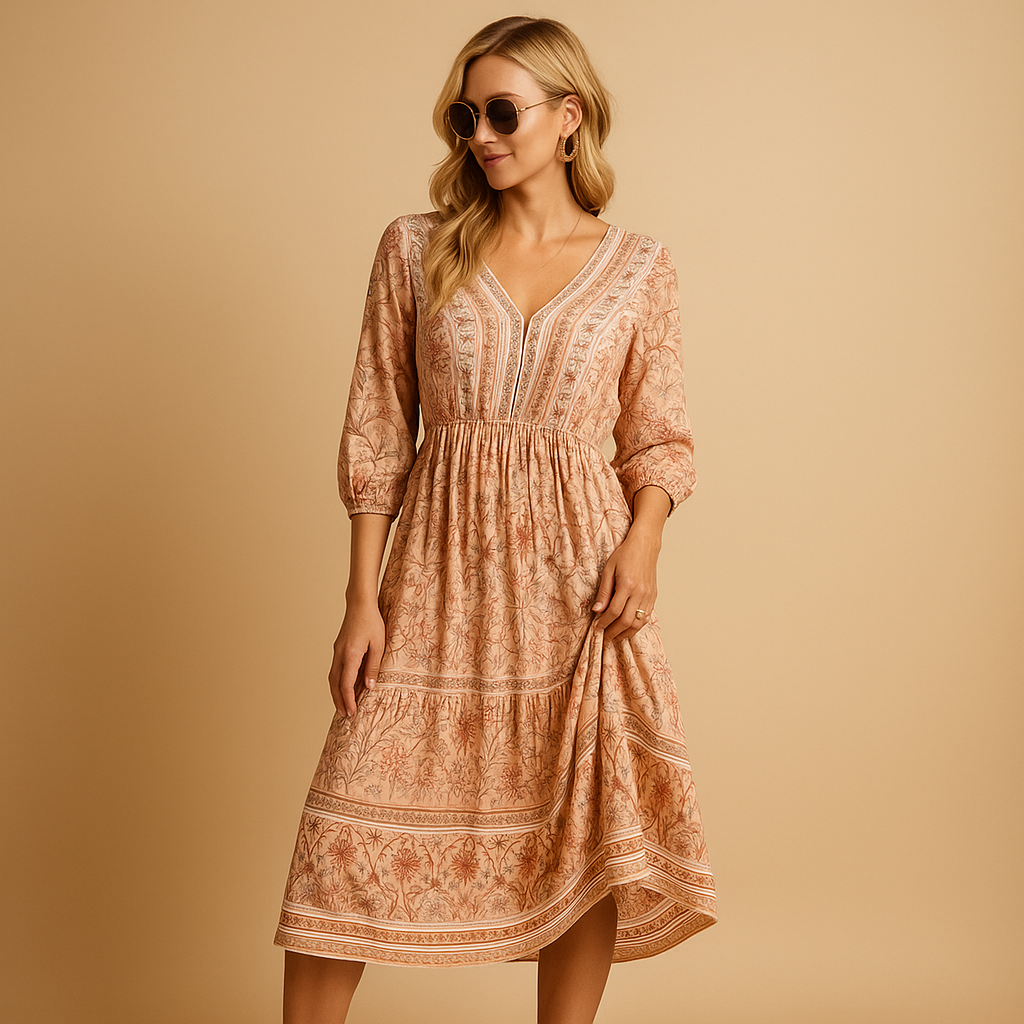 Bohemian Summer Dress for Women | Lightweight Fabric | Casual Style | Perfect for Beach or Outdoor Events