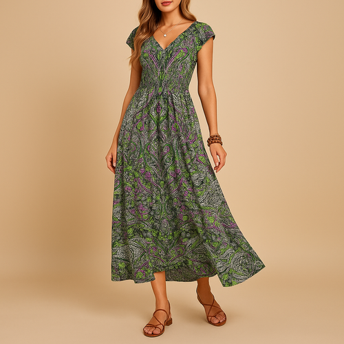 Bohemian Maxi Summer Dress for Women | Lightweight Cotton, Sleeveless, Casual Beachwear, Floral Print