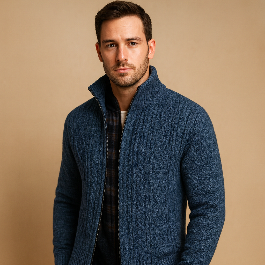 Men's Cable-Knit Sweater with Lining | Warm and Cozy Knitwear for Casual Wear