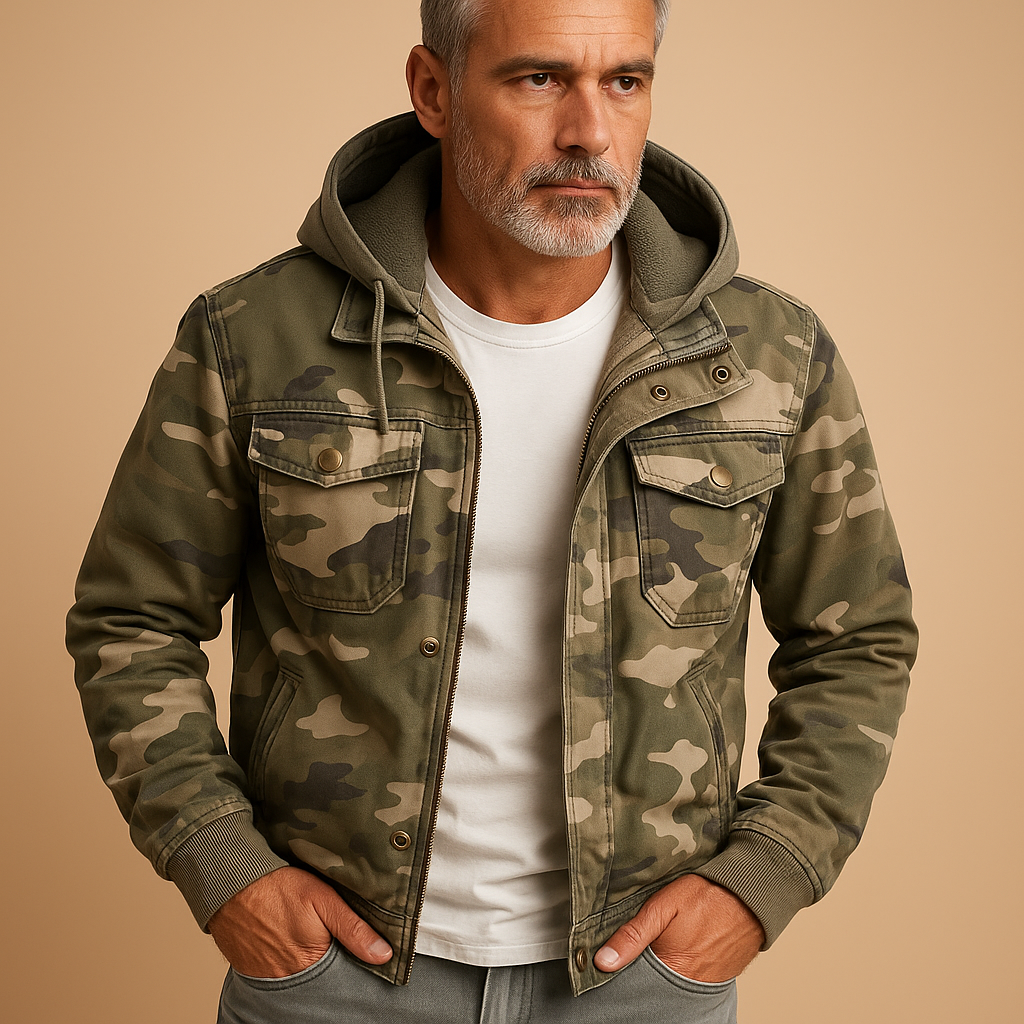 Men's Camouflage Outdoor Jacket | Waterproof Fabric | Hunting & Camping Gear | Lightweight & Breathable Design