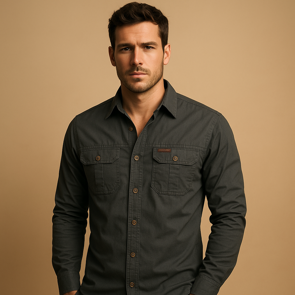 Men's Cargo Shirt - Cotton Fabric - Casual Style - Versatile Outdoor Wear