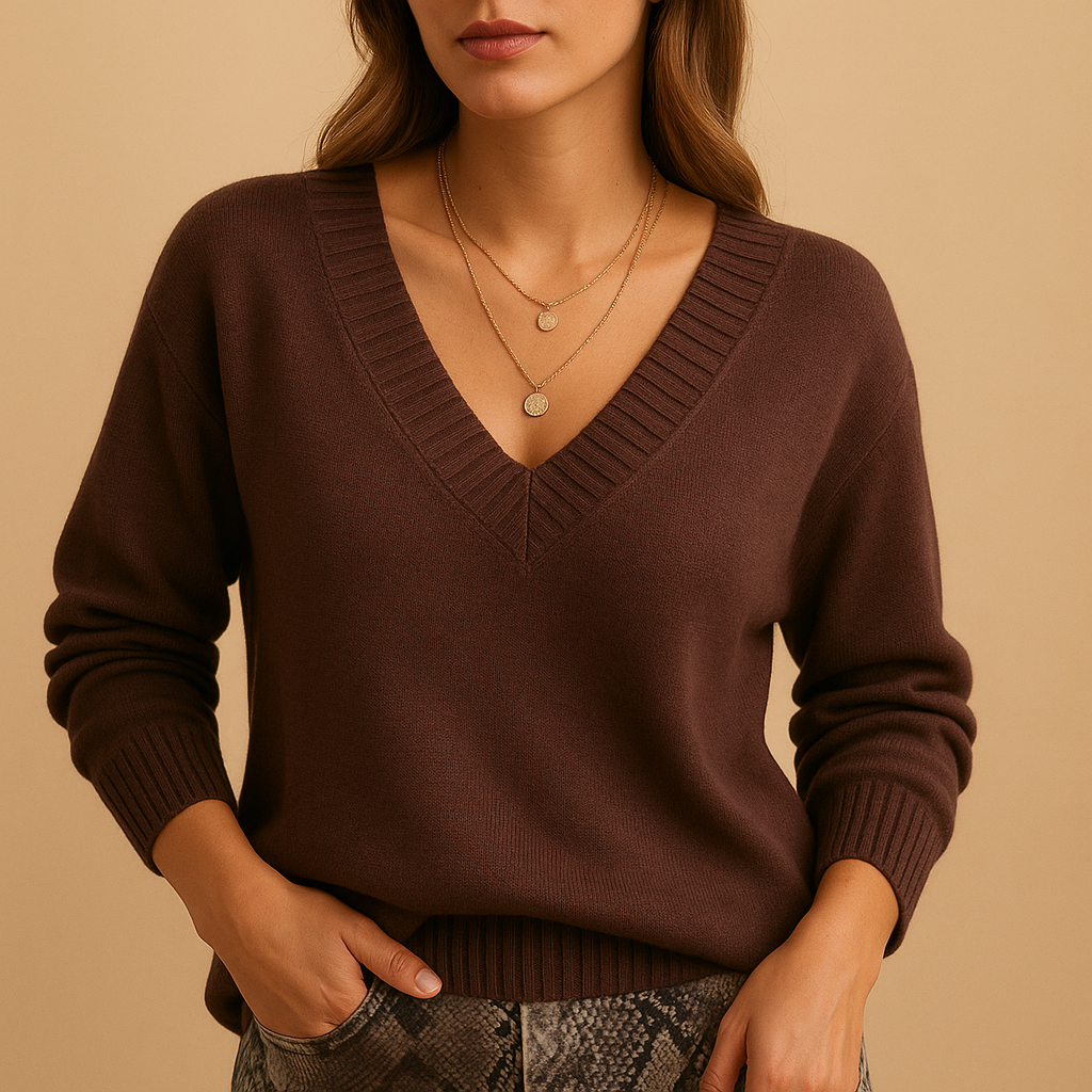 Knitted V-Neck Sweater for Women | Casual Style, Comfortable Fabric, Perfect for Everyday Wear