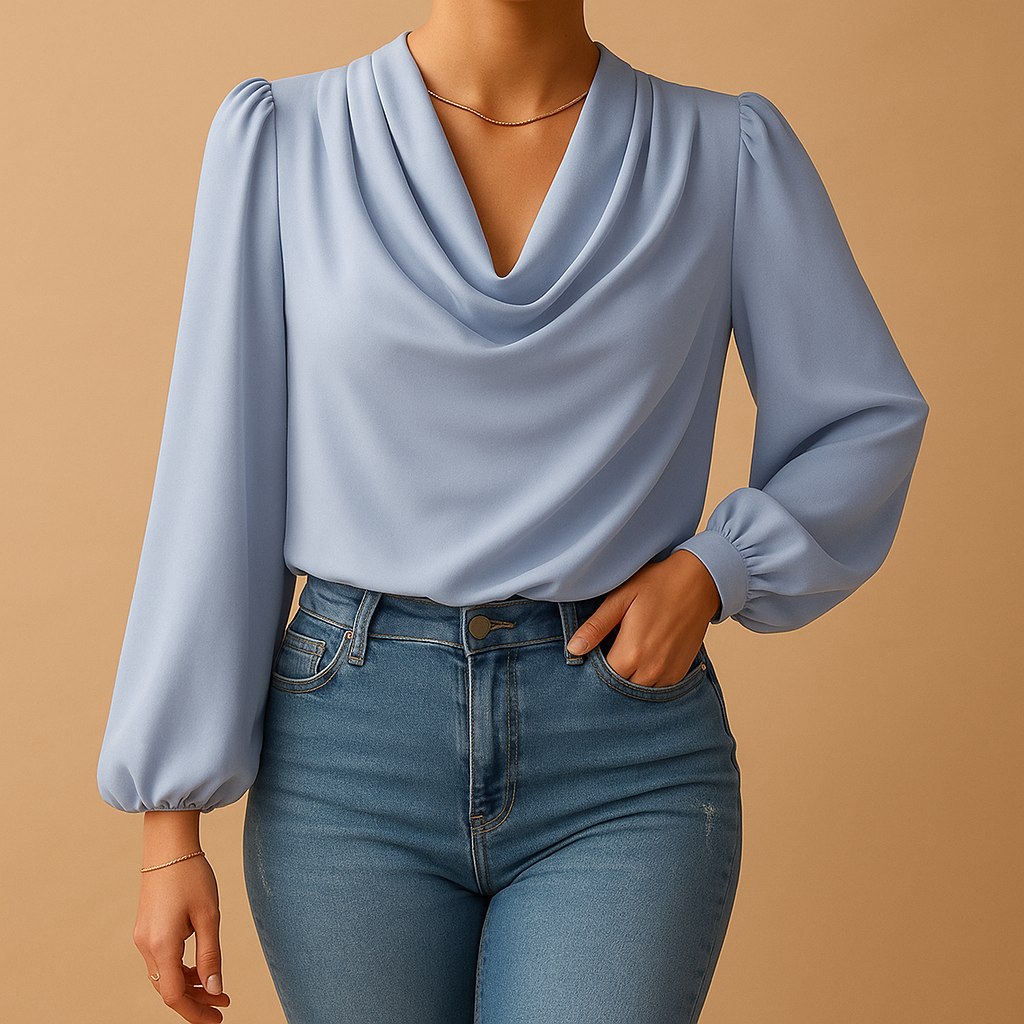 Chiffon Puff Sleeve Blouse for Women | Elegant Casual Top for Work or Outings