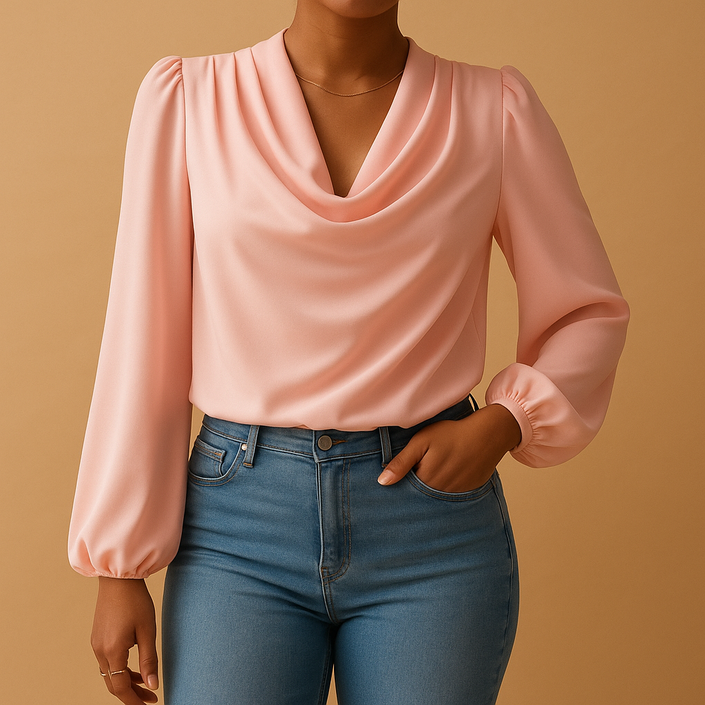 Chiffon Puff Sleeve Blouse for Women | Elegant Casual Top for Work or Outings