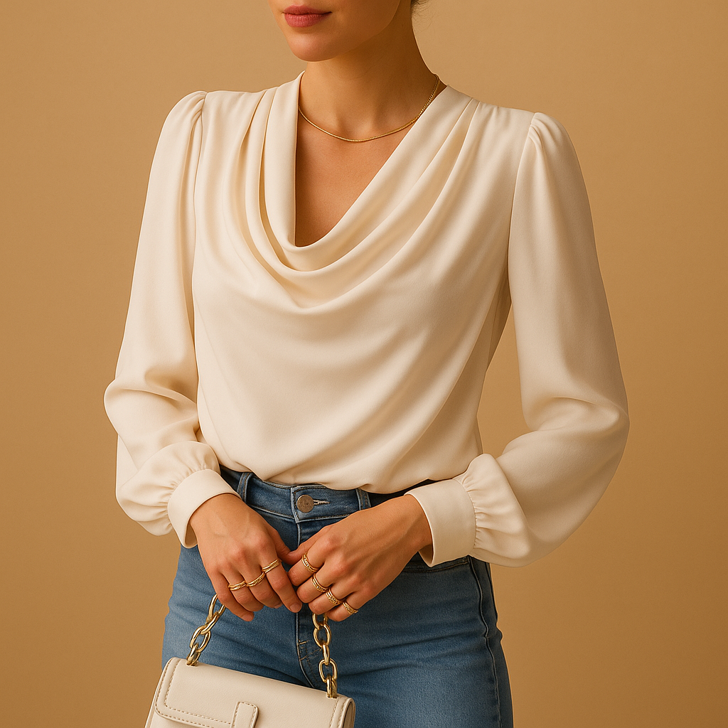 Chiffon Puff Sleeve Blouse for Women | Elegant Casual Top for Work or Outings