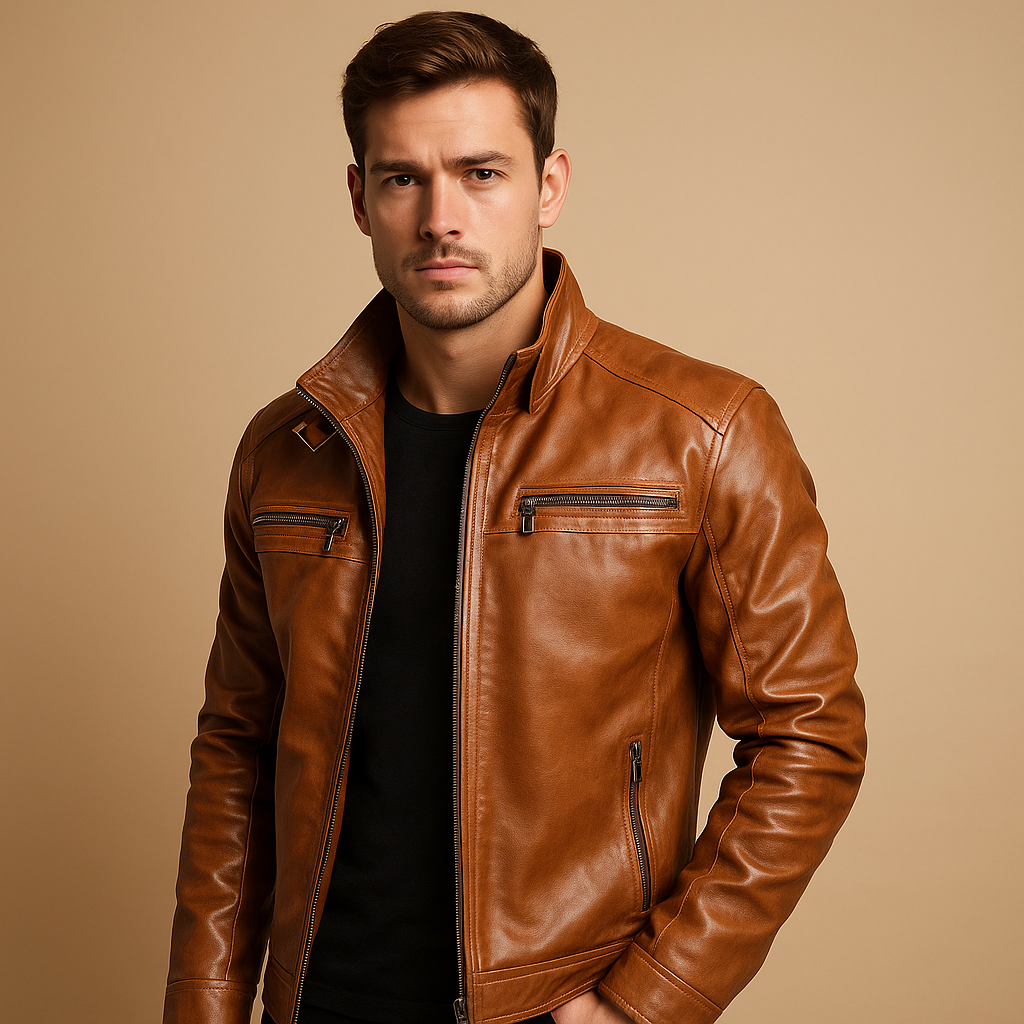Men's Classic Biker Jacket | Genuine Leather | Stylish Motorcycle Outerwear | Perfect for Casual and Riding Use