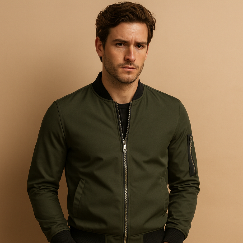 Men's Classic Zip Bomber Jacket | Lightweight Fabric | Casual Outerwear for Everyday Wear