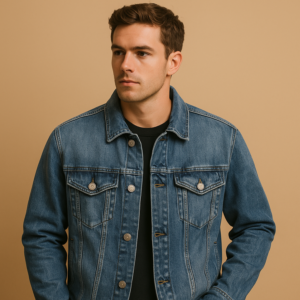Men's Classic Denim Jacket | Durable Cotton Fabric | Casual Style | Versatile Outerwear for Everyday Wear