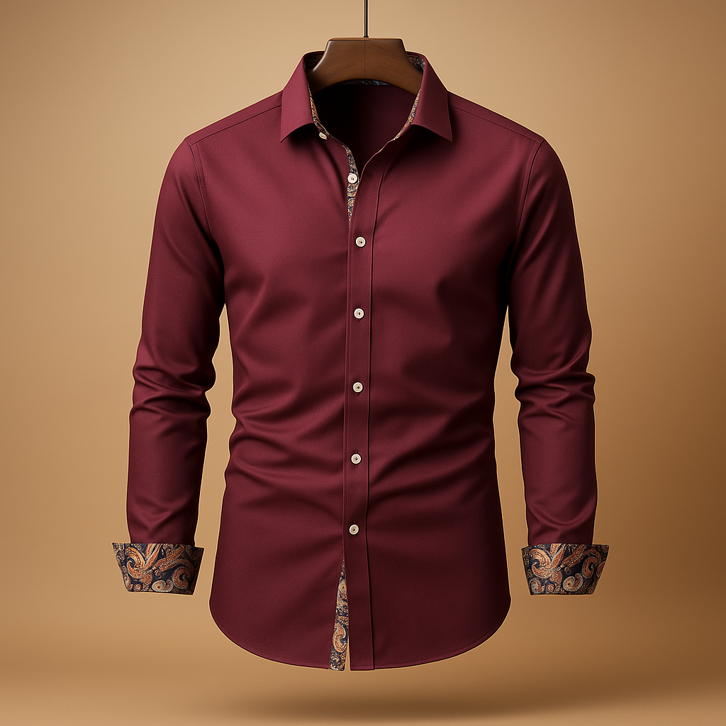 Men's Modern Fit Long Sleeve Shirt | Classic Cotton Casual Wear for Everyday Use