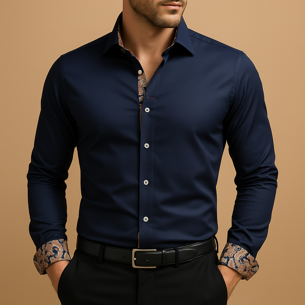 Men's Modern Fit Long Sleeve Shirt | Classic Cotton Casual Wear for Everyday Use