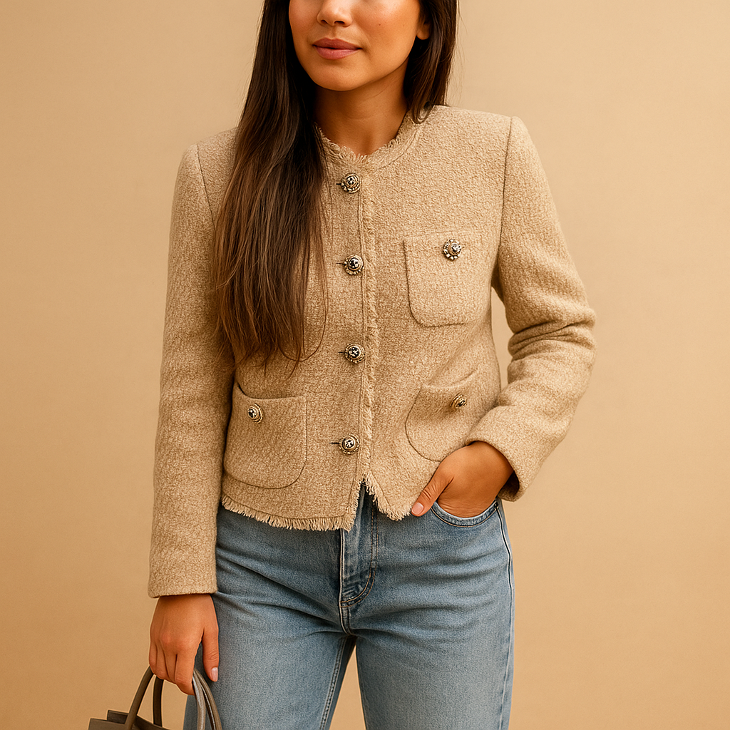 Women's Tweed Blazer Jacket | Classic Design | Versatile Outerwear for Work or Casual Wear