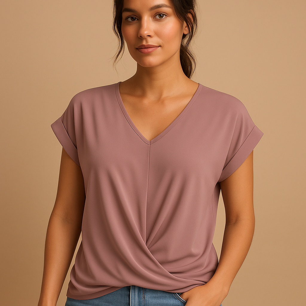 V-neck Women's Blouse | Classic Design | Lightweight Fabric | Casual or Office Wear