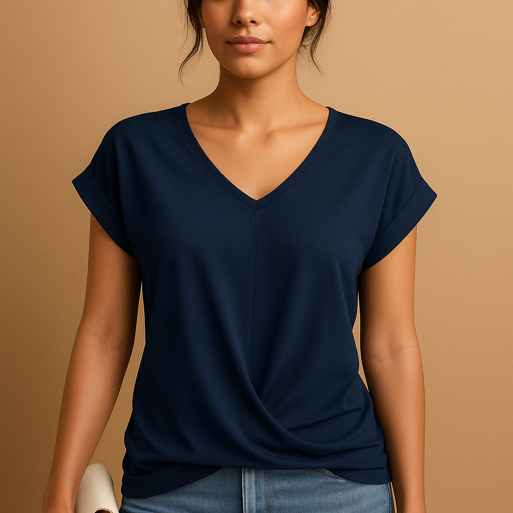 V-neck Women's Blouse | Classic Design | Lightweight Fabric | Casual or Office Wear