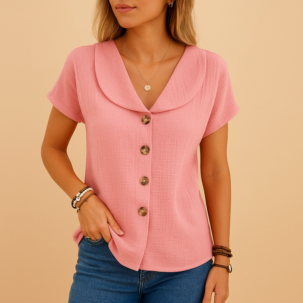 Women's Elegant Button Blouse | Lightweight Fabric | Casual or Office Wear | Available in Multiple Colors