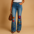 Flared Printed Jeans for Women | Casual Denim Trousers with Unique Pattern | Stylish Everyday Wear