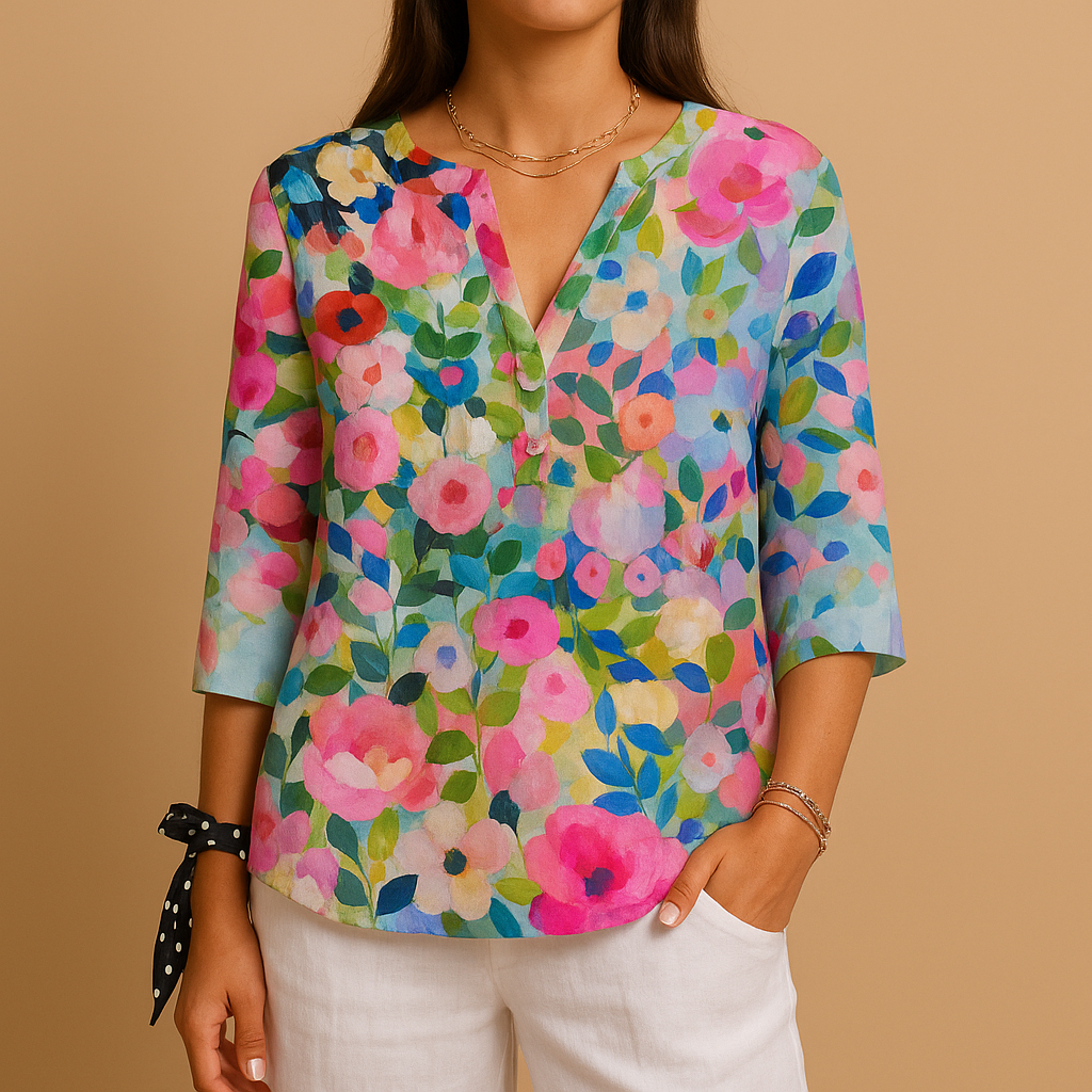 Floral Button-Up Blouse for Women | Lightweight Cotton | Casual Wear | Perfect for Spring and Summer