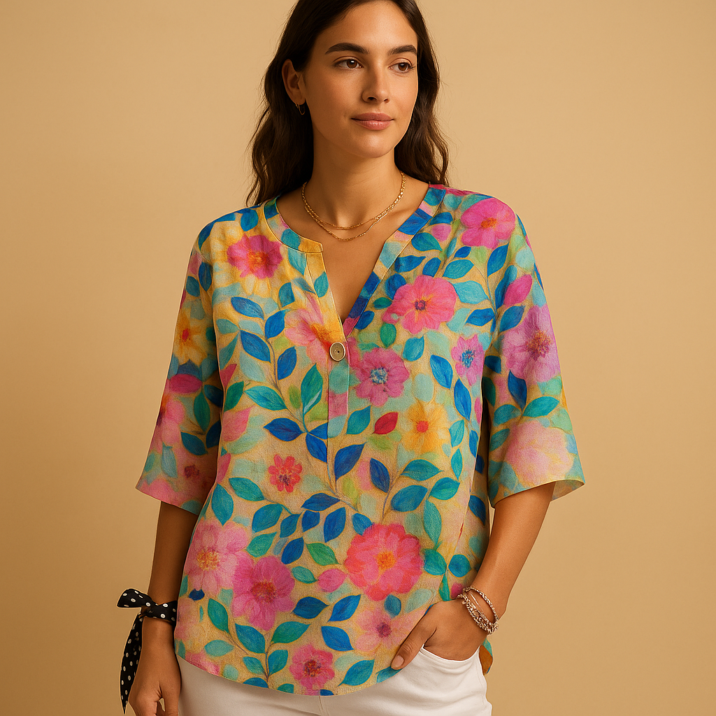 Floral Button-Up Blouse for Women | Lightweight Cotton | Casual Wear | Perfect for Spring and Summer