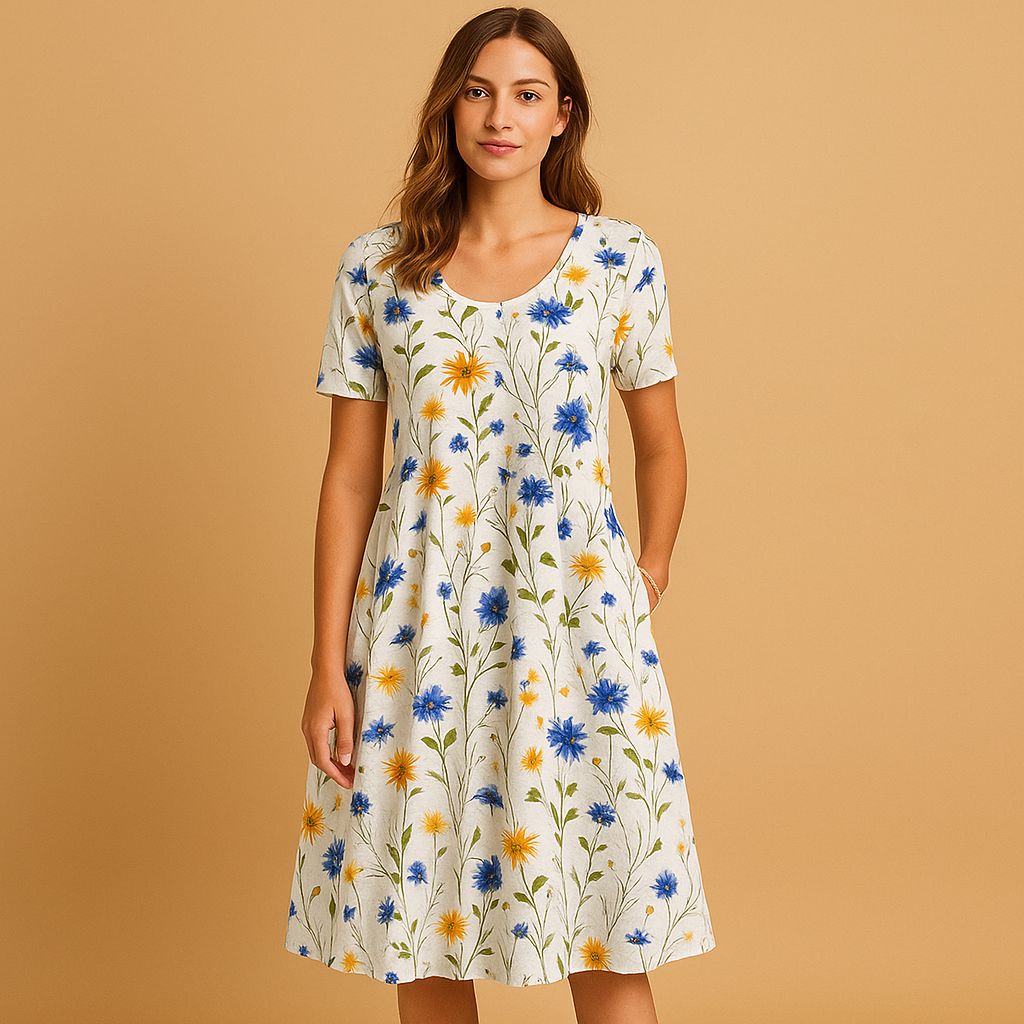 Floral Cotton Dress for Women | Casual Daisy Print Design | Perfect for Everyday Wear