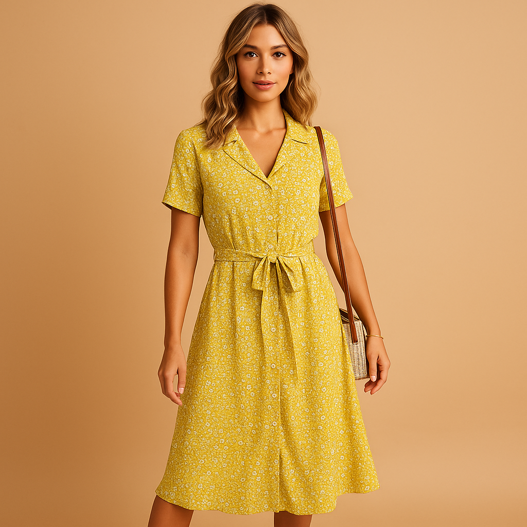 Floral Midi Dress for Women | Short Sleeve Design | Casual Wear | Perfect for Spring and Summer Events