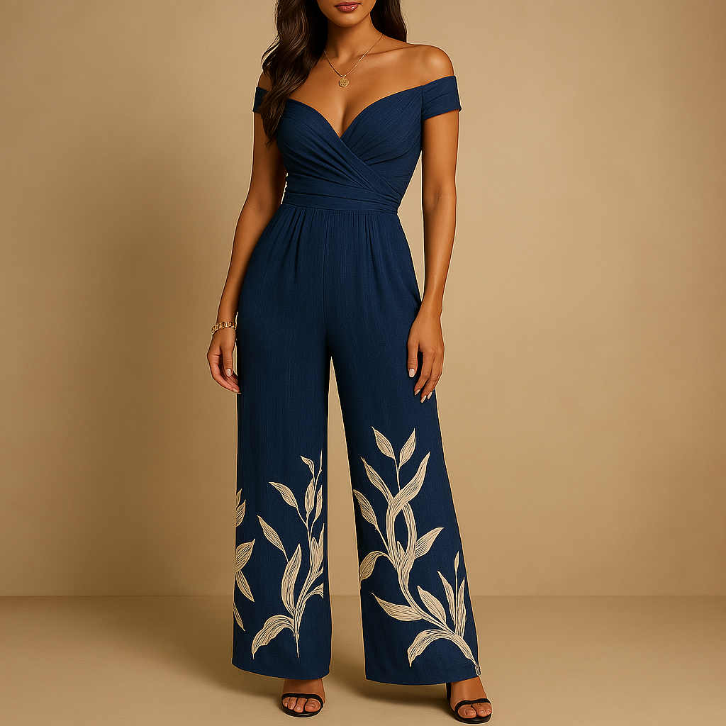 Floral Off-Shoulder Jumpsuit for Women | Lightweight Fabric | Casual Summer Outfit | Available in Multiple Sizes