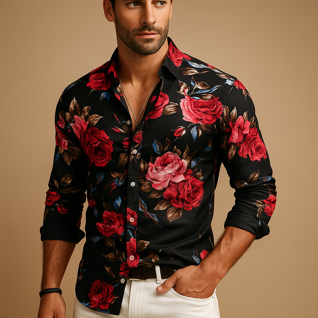 Men's Floral Print Shirt | Lightweight Cotton Casual Wear | Short Sleeve Summer Top