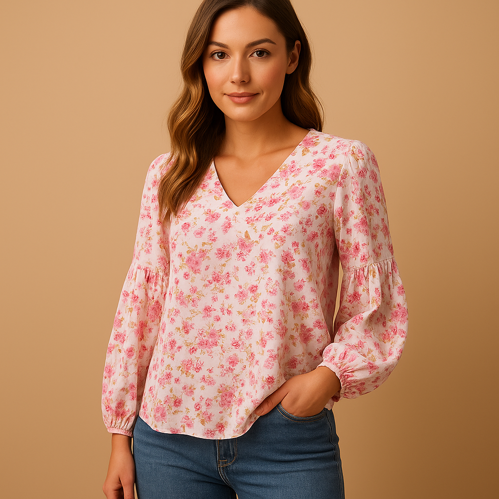 Floral Women's Summer Blouse | Lightweight Cotton | Casual Wear Top