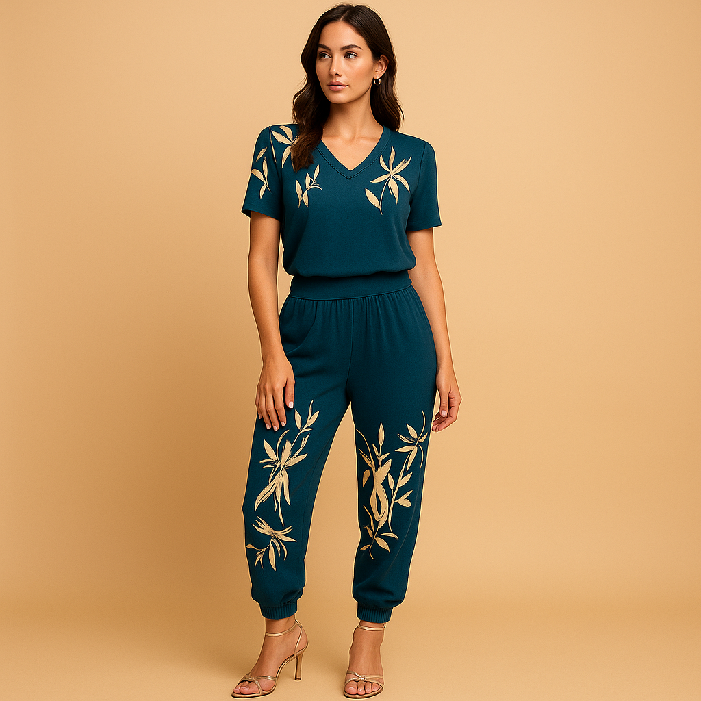 Floral Print Women's Top and Pants Set | Comfortable Casual Outfit for Spring and Summer Wear