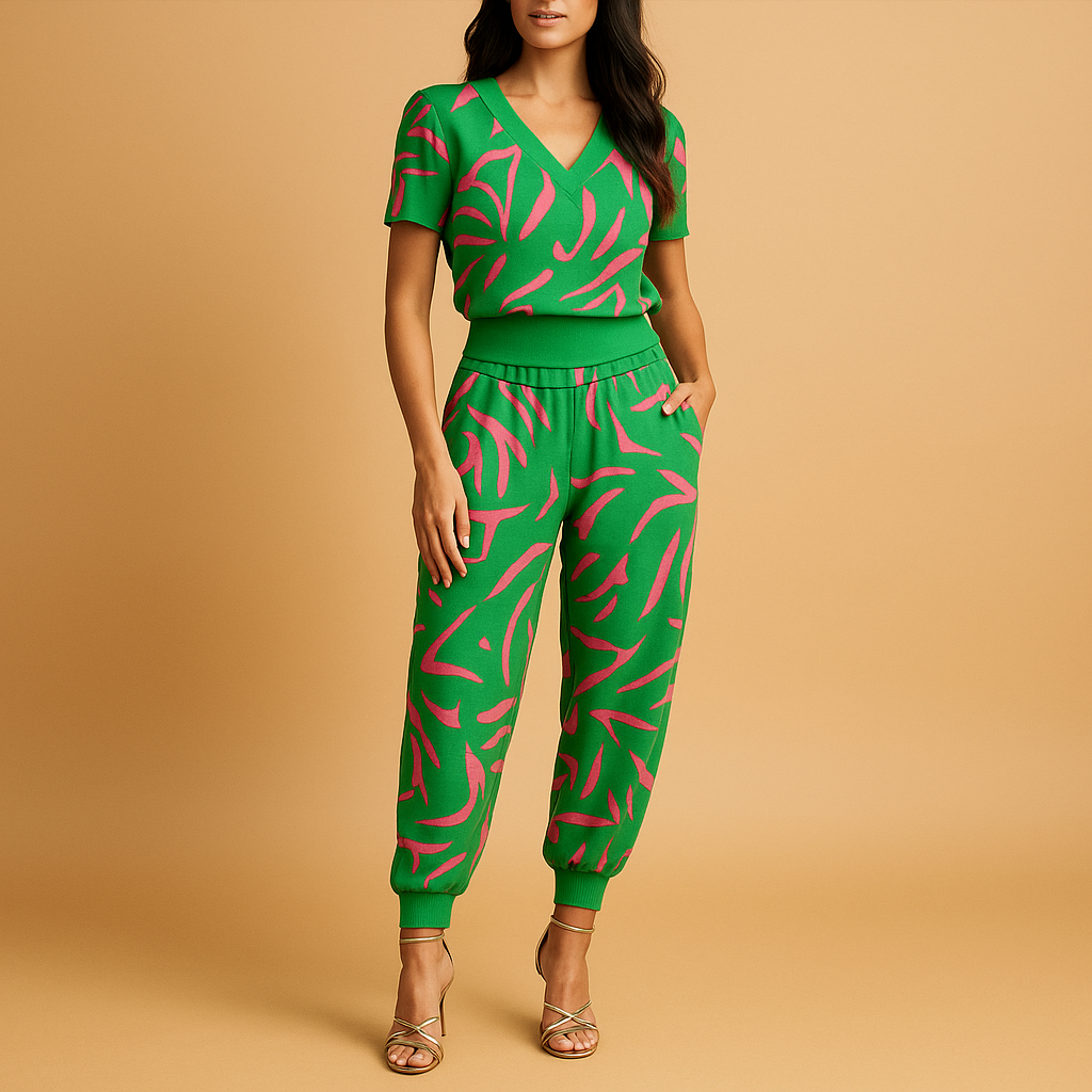 Floral Print Women's Top and Pants Set | Comfortable Casual Outfit for Spring and Summer Wear