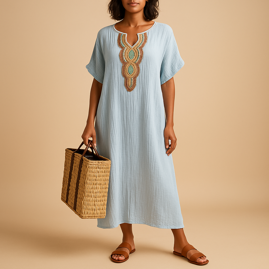 Flowy Kaftan Dress for Women | Lightweight Fabric | Casual Summer Wear | Perfect for Beach or Vacation