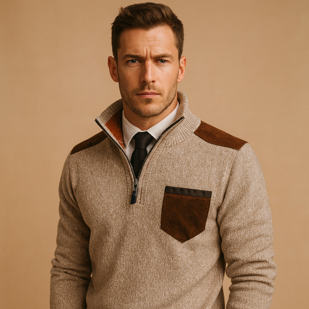 Men's Half-Zip Pullover Sweater | Soft Knit Fabric | Casual Style | Perfect for Layering in Cool Weather