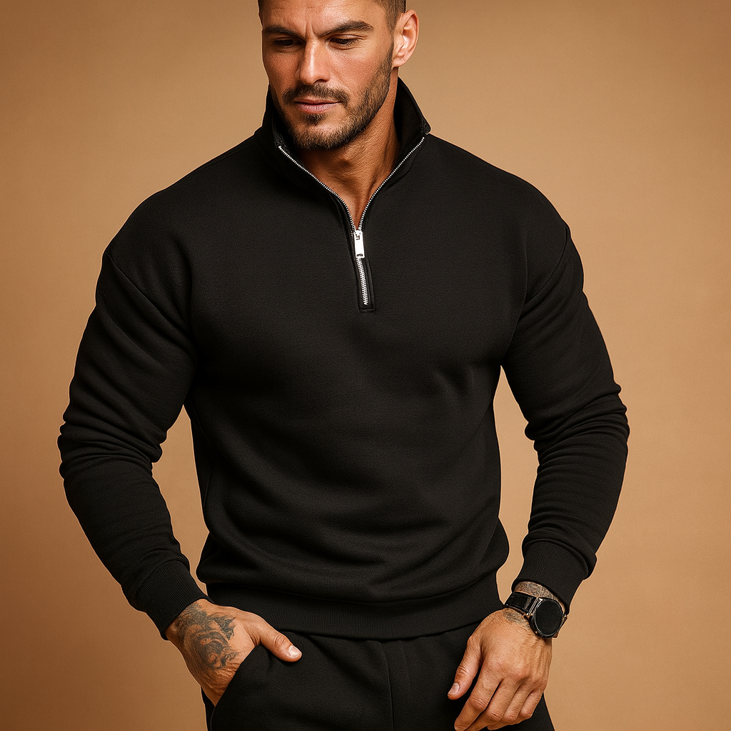 Men's Half Zip Sweater | Soft Knit Fabric | Casual Style | Perfect for Layering in Cool Weather