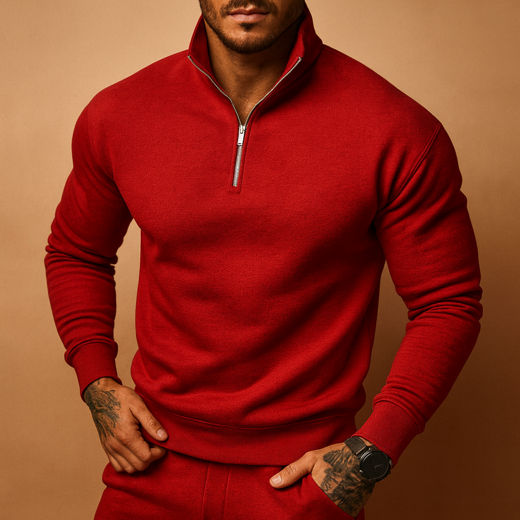 Men's Half Zip Sweater | Soft Knit Fabric | Casual Style | Perfect for Layering in Cool Weather