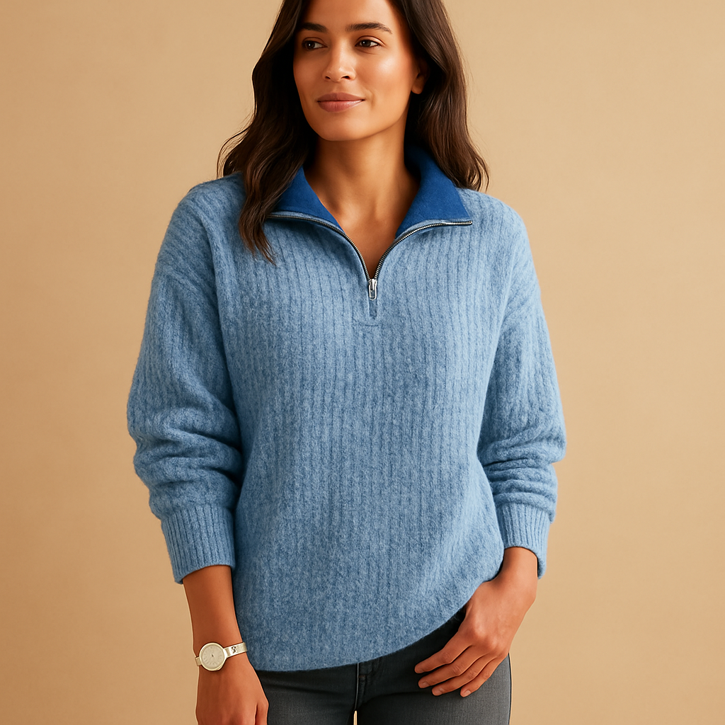 Women's Half Zip Sweater | Soft Knit Fabric | Casual Style | Perfect for Layering and Everyday Wear