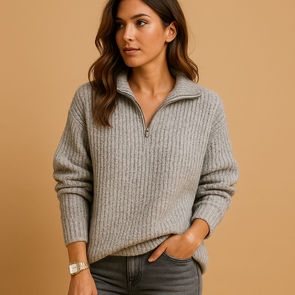 Women's Half Zip Sweater | Soft Knit Fabric | Casual Style | Perfect for Layering and Everyday Wear