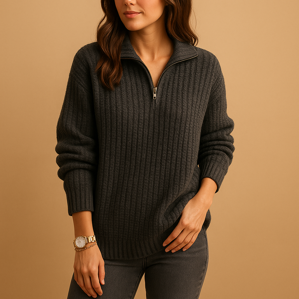 Women's Half Zip Sweater | Soft Knit Fabric | Casual Style | Perfect for Layering and Everyday Wear