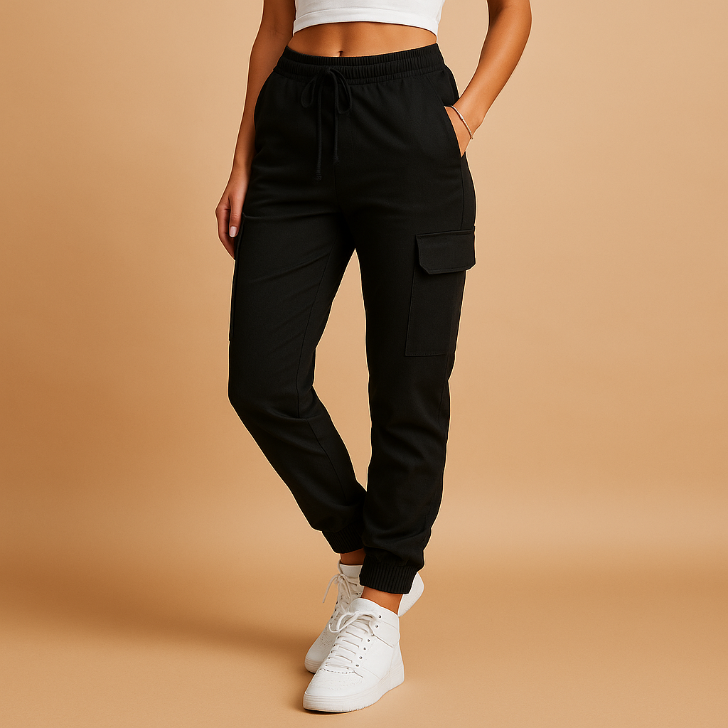 High Waist Cargo Pants for Women | Durable Cotton Blend | Casual Utility Style | Perfect for Everyday Wear