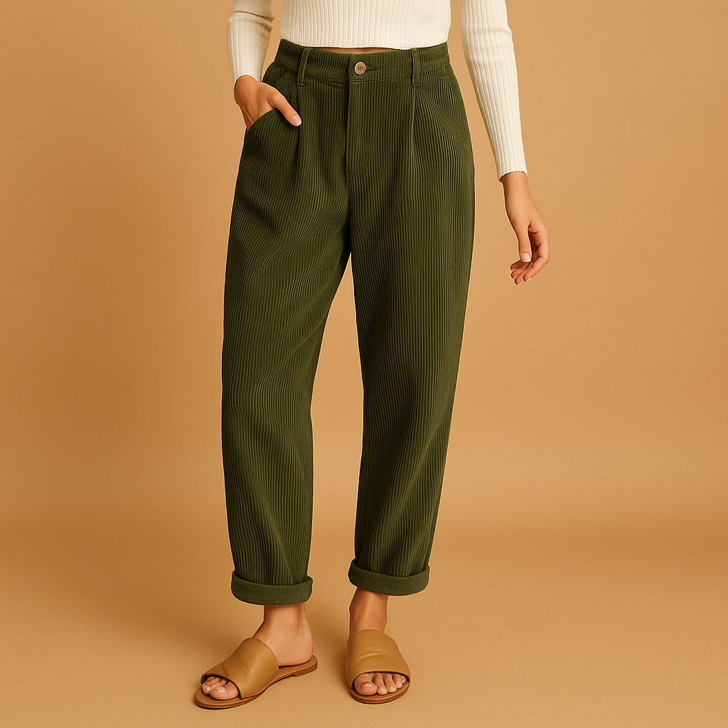 High Waist Corduroy Pants for Women | Casual Chic Style | Comfortable Everyday Wear